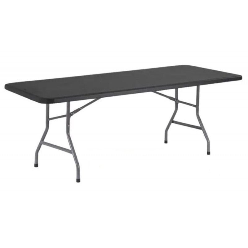 Table pliante grise anthracite en polyéthylène - 183x76x74 cm - Usage professionnel intérieur/extérieur_0