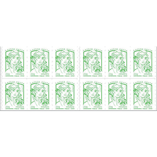 TIMBRES AUTOCOLLANT LA POSTE VERT - 5 UNITÉS