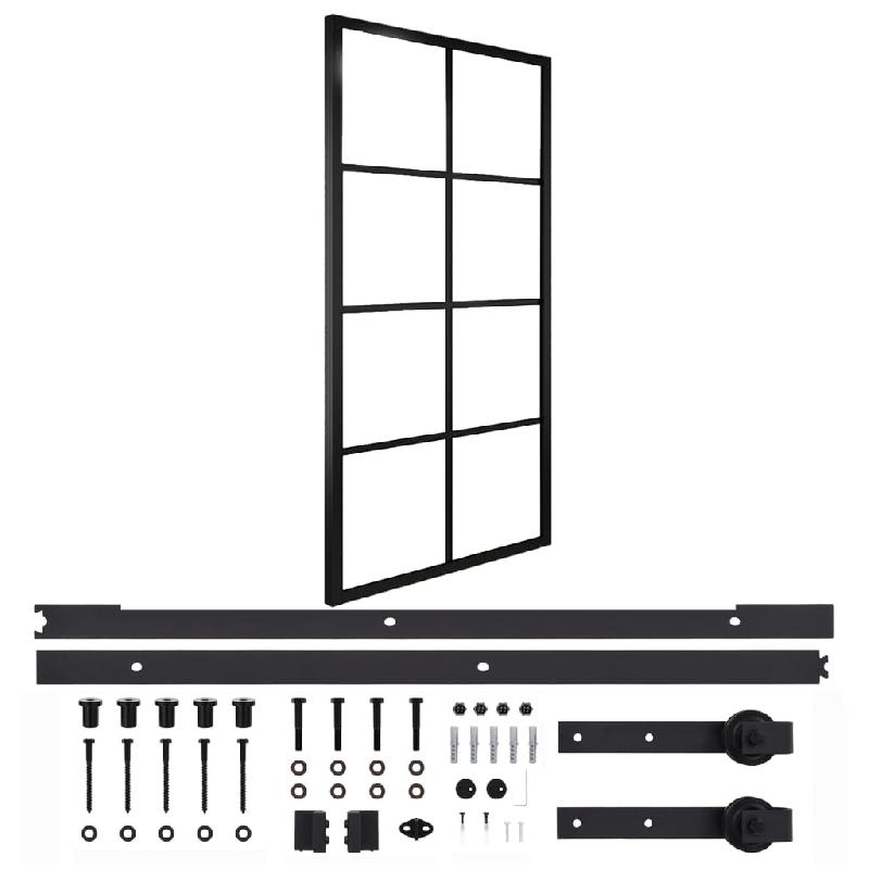 Vidaxl porte coulissante quincaillerie aluminium verre esg 102,5x205cm 3056805_0