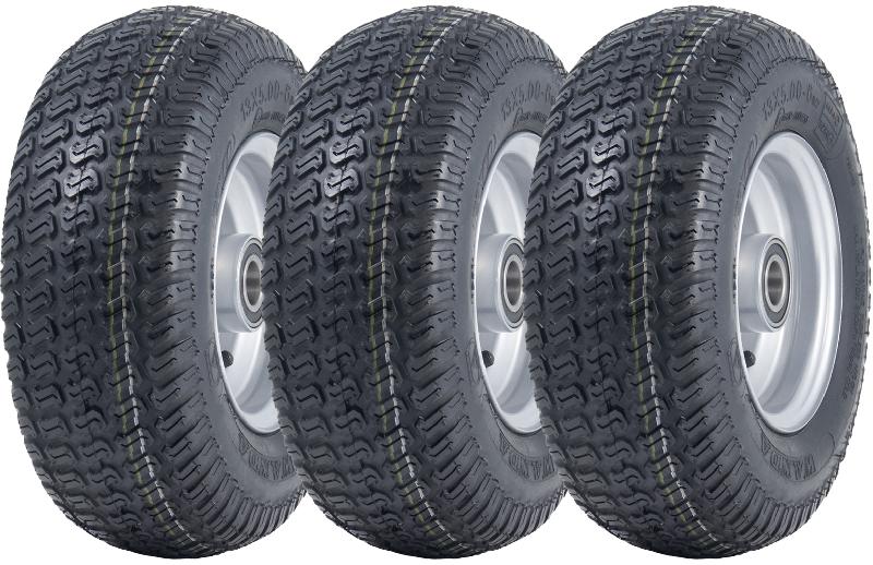 13x5.00-6 Grass Lawnmower Tyres  Rims Wanda P332- 25mm 6205 Bearings (Set of 3)_0