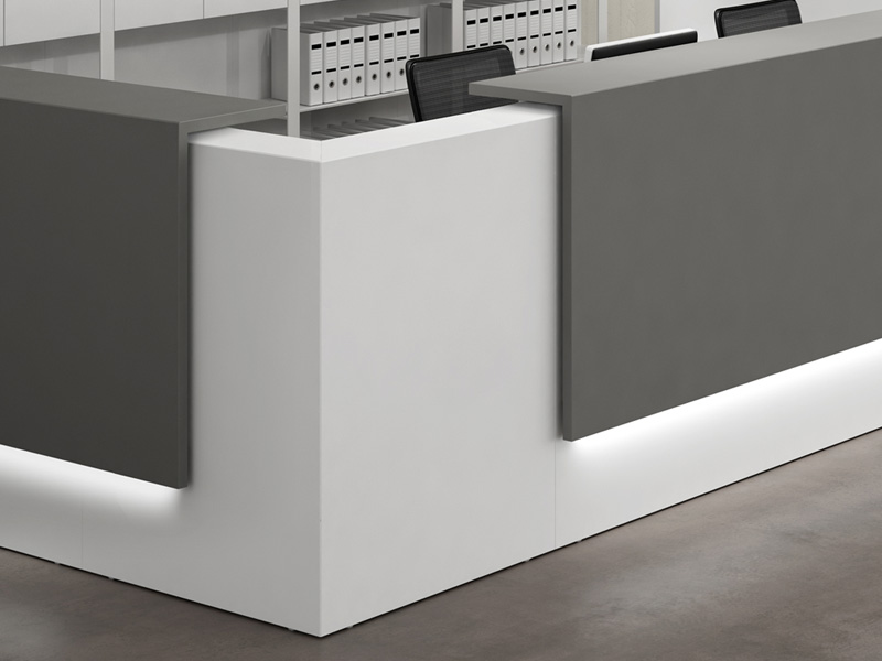 Banque d'accueil Lincoln - bois mélaminé - dimensions modulables - coloris blanc et gris ombre_0