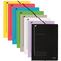 CHEMISE À ÉLASTIQUE, FORMAT A4, CARTON, BLANC - LOT DE 5