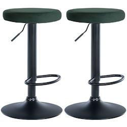 CLP Lot de 2 tabourets de bar Ponte velours Vert/Métal noir mat - vert textile 323474_0