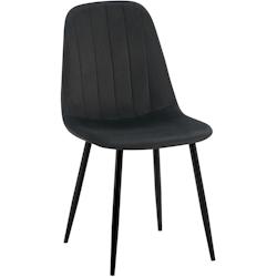 Décoshop26 - Chaise de salle à manger x1 design moderne coutures verticales velours noir et pieds en métal noir 10_0001987 - noir 3000250783934_0