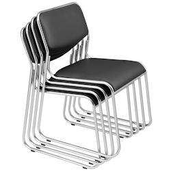 Décoshop26 - Lot de 4 chaises de bureau conférence visiteur empilable en synthétique noir 03_0002797 - noir 3000336499780_0