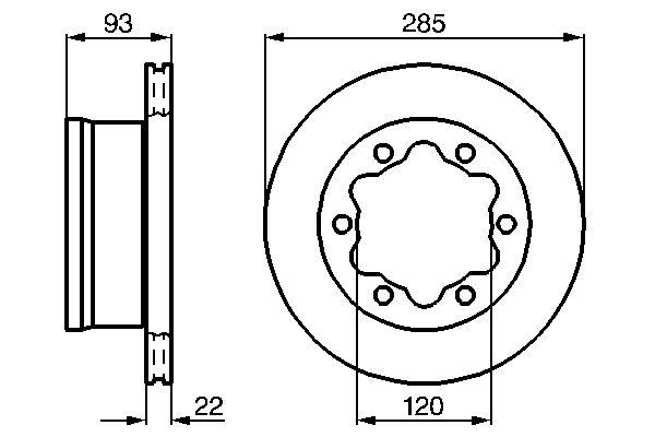 Disque de frein Bosch 0986478555 - ventilé intérieur - 6 trous - épaisseur 22 mm - arrière - boîte de 2_0