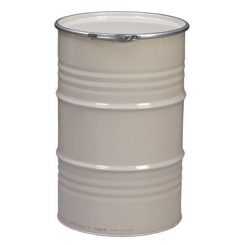 Fût Métallique 60 L Avec Couvercle Amovible & Anneau De Serrage – Baril Acier Gris RAL 7016 – Usage Poubelle, Jardinière, Barbecue