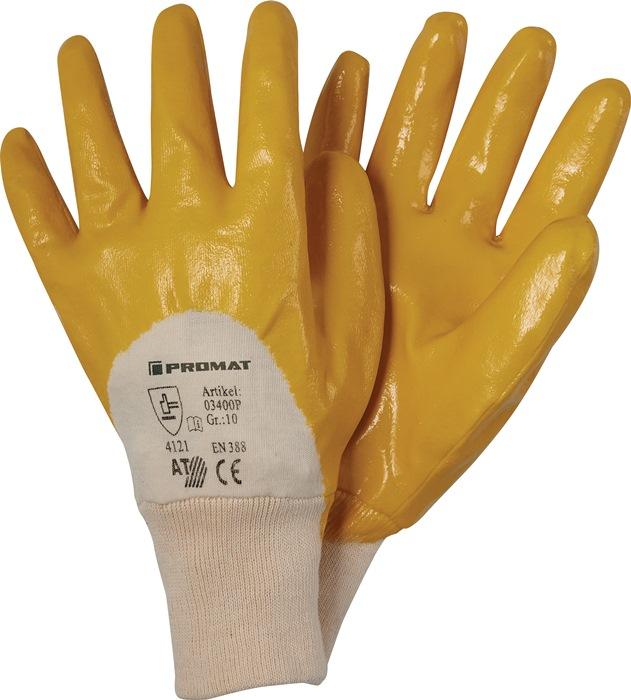 Gant Ems taille 8 jaune revêtement nitrile particu. Performant EN 388 catégorie EPI II PROMAT_0