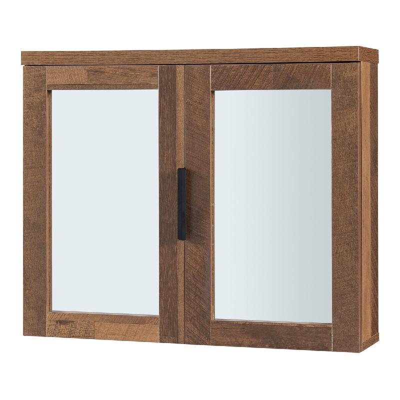 Helloshop26 - Armoire étagère meuble de rangement 50 x 60 x 15 cm murale de salle de bain avec miroir marron 03_0008894 - 3000224399598_0