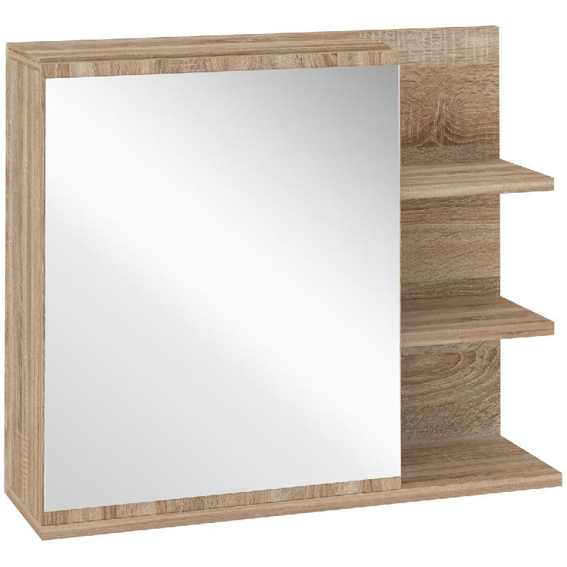 Helloshop26 - Armoire miroir murale salle de bain 60 x 18 x 50 cm rangement 4 étagères scandinave en panneau de particules chêne 21_0001908 - Bois_0
