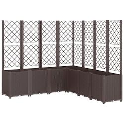 Helloshop26 - Jardinière bac lit surélevé plantes fleurs terrasse jardin avec treillis 160 x 160 x 140 cm PP marron 02_0038260 - 3000214187587_0