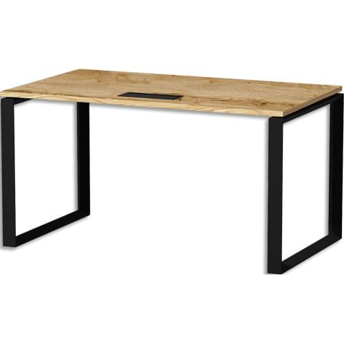 Mt international bureau droit l140xp67 plateau chêne brut et pieds o noir_0
