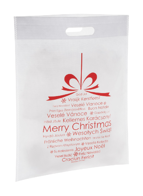 Sac shopping en non-tissé - motif Noël - 70 g/m² - couleur blanc - poids 12,5 g_0