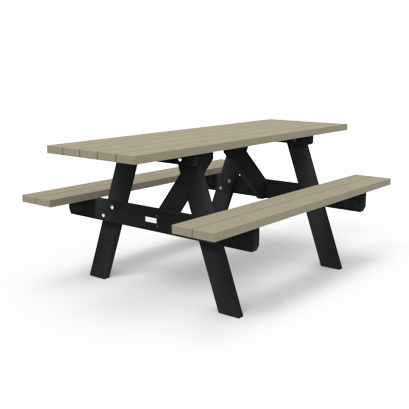 Table de pique-nique forestier - PMR - largeur 2000 mm - Piet. Noir - SABLE OR-TPN-01-PMR2-SA_0