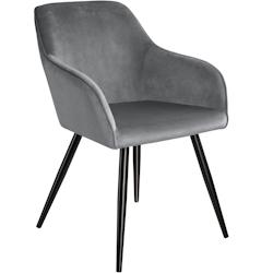 Tectake Chaise MARILYN Effet Velours Style Scandinave - gris/noir -403659 - gris plastique 403659_0