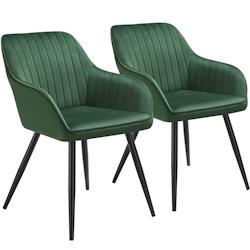 TecTake GmbH tectake Lot 2 chaises de salle à manger en velours matelassées vert foncé -405740 - vert acier 405740_0