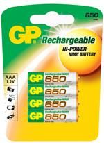 ACCU AAA NIMH - 650 MAH - PAR 4 - GP