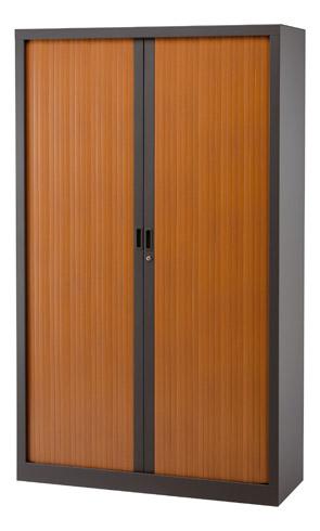ARMOIRE À RIDEAUX MONOBLOC GENERIC H 198 X L 120 CORPS ANTHRACITE / RIDEAUX MERISIER