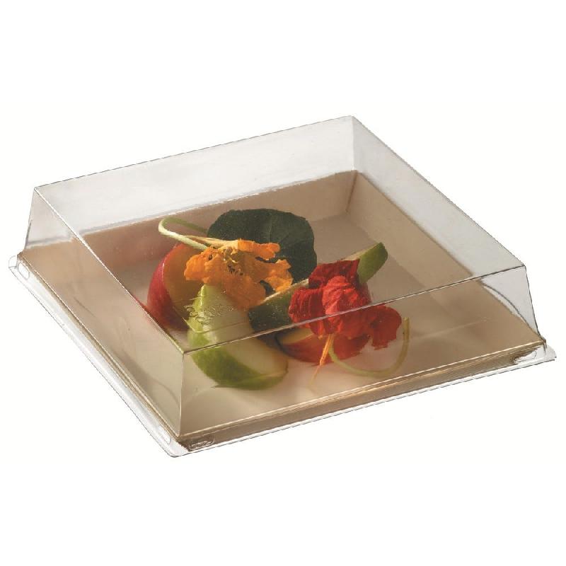 Assiette carrée Quartz bois laminé papier cuisson naturel 13x1,6cm - par 200_0