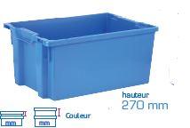 Bac gerbable et emboitable - modèle BAC114BM6427000 - 50L - bleu - poignées fermées_0