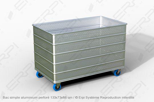 Bac simple aluminium perforé 133x73x88 cm - Chariot robuste et maniable - bs1337388-02a_0