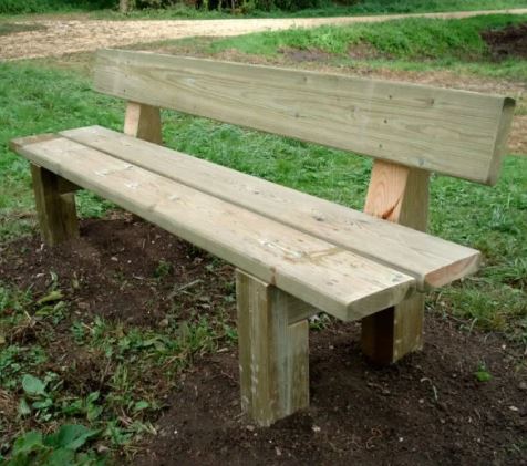 Banc Campagnard en bois - Pin traité autoclave classe 4 - Piétements 120x120 mm - Lames 45x195 mm_0