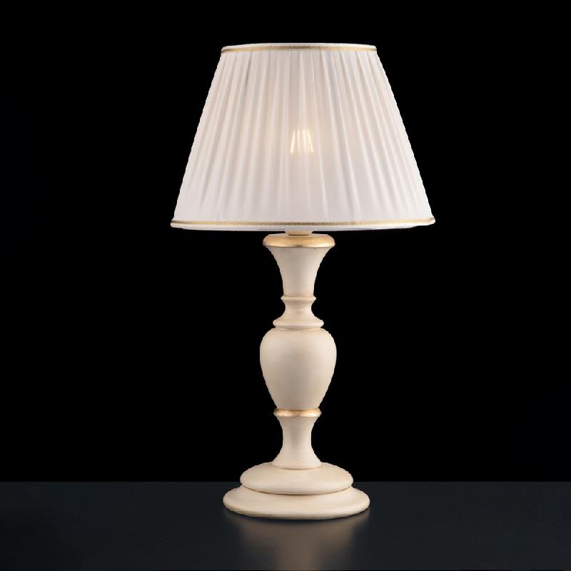 Bonetti Illumina Fiorenza Lampe en bois ivoire et doré 1 lumière avec abat-jour dm.35 H.62 d.35 BL172-LM-AV - beige 8050713210144_0