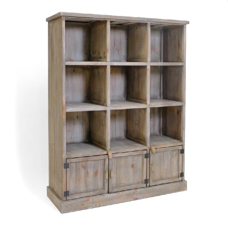 Buffet haut Héritage - 9 cases, 3 portes - Pin vieilli - L119xP39xH150cm_0