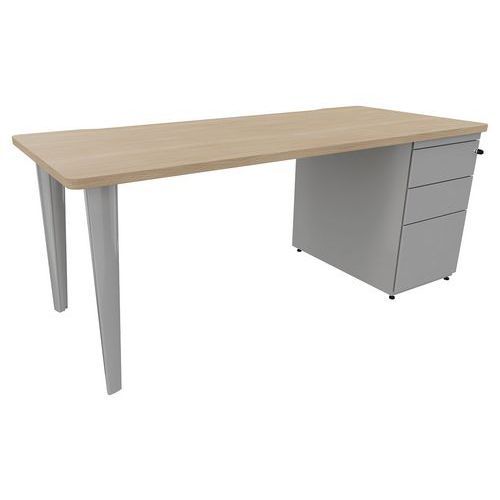 BUREAU EVIDENCE 180X80 CHÊNE NATUREL CAISSON PORTEUR/PIED ALU - VINCO