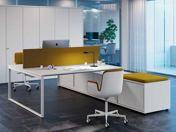Bureau bench 2 personnes sur crédence bois blanc_0