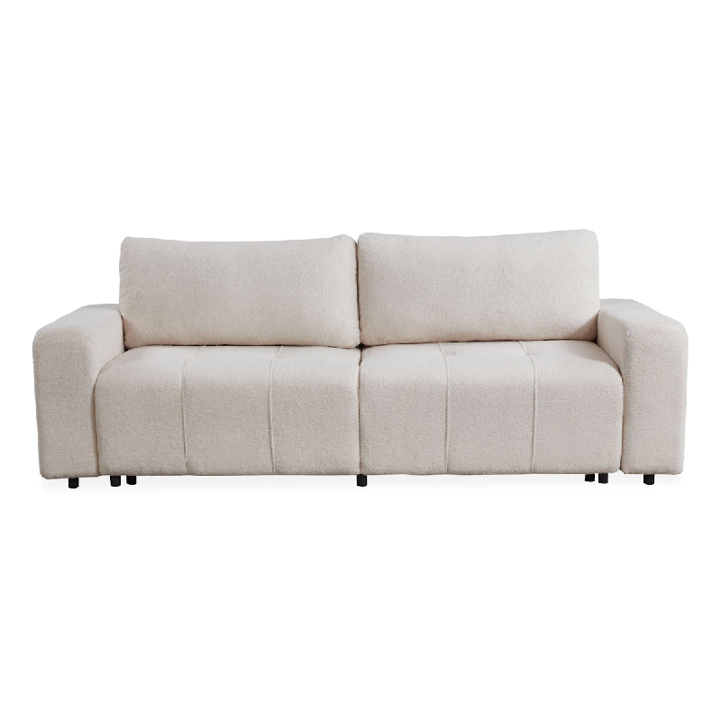 Canapé convertible 3 places Cloudy Tissu effet lin Gris foncé - beige 3327480076293_0