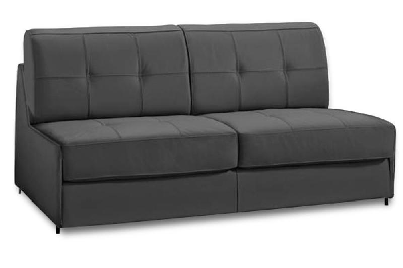 Canapé-lit compact 2-3 places Intenso convertible express 120 cm - cuir gris graphite - matelas 16 cm haute résilience_0