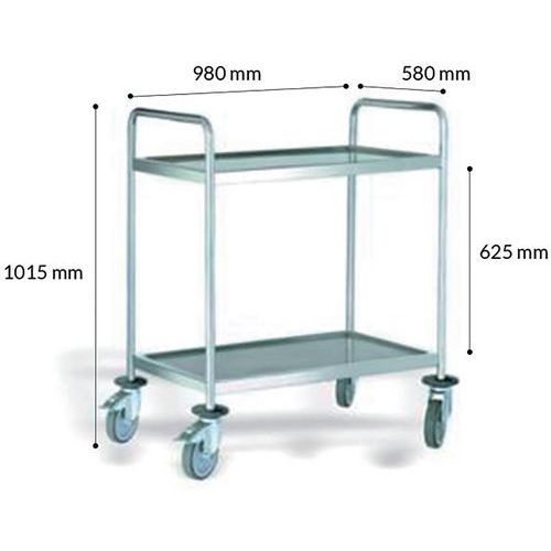 CHARIOT EN ACIER INOXYDABLE 2 PLATEAUX 980 X 580 X H1015 MM