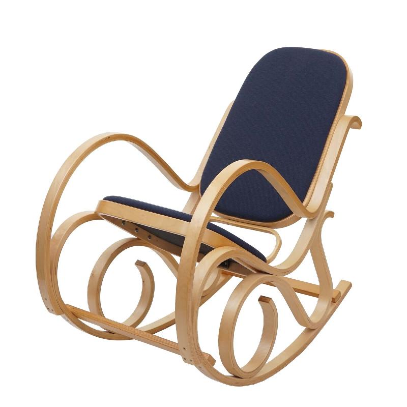 Décoshop26 - Fauteuil à bascule rocking chair en bois clair assise en tissu gris anthracite FAB040027 - gris Bois massif 3000502669603_0