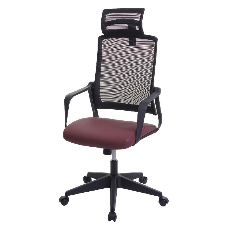 Décoshop26 - Fauteuil de bureau ergonomique pivotante avec accoudoirs et dossier en tissu mesh bordeaux-rouge 04_0001880 - rouge 3000153532691_0