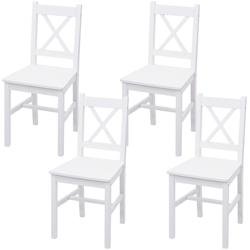 Décoshop26 - Lot de 4 chaises de salle à manger cuisine design rustique en boisde pin blanc 04_0007530 - blanc 3000262176960_0
