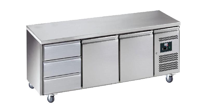 Desserte réfrigérée inox centrale -2/+8°c avec 2 portes et 3 tiroirs - PGN3130TN_0