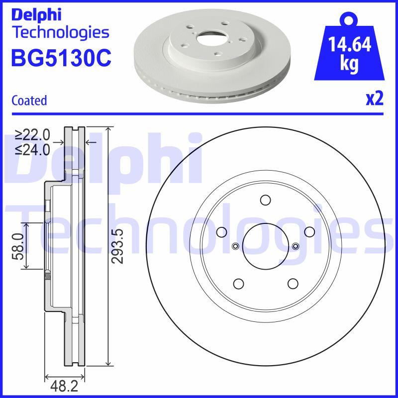 Disque de frein Delphi BG5130C - ventilé - boîte de 2 disques - côté avant_0