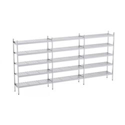 Distform Rayonnage en Acier Inoxydable Linéaires Clayettes Perforées 4020 à 4950 mm 5 Niv P500 Acier inoxydable 4620x500x - 641094942793_0