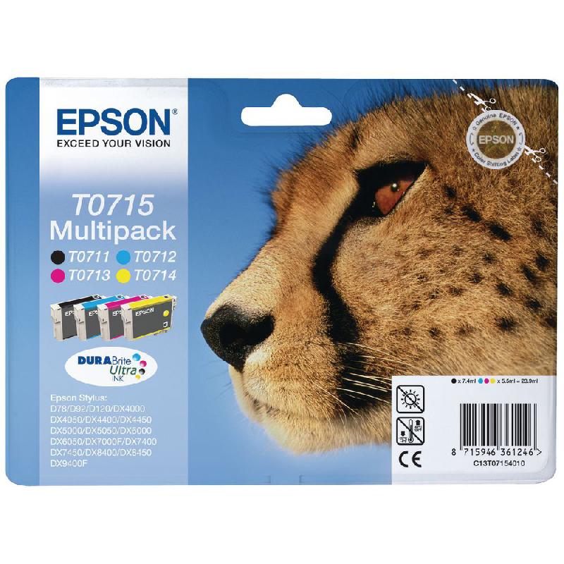 EPSON MULTIPACK T0715 - NOIR, JAUNE, CYAN, MAGENTA - BOÎTIER RIGIDE - 1000 PAGES