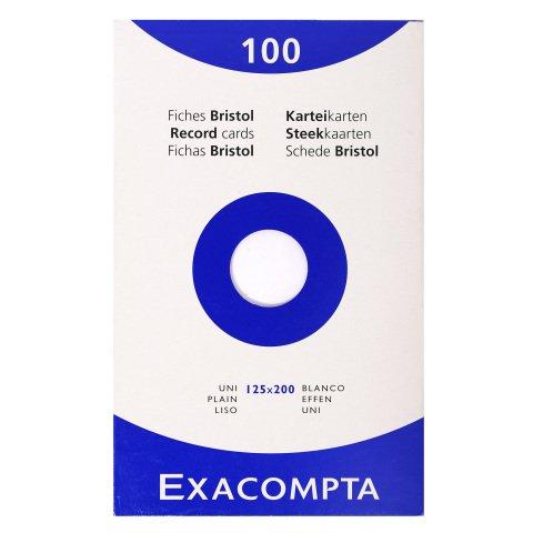 FICHE BRISTOL 125 X 200 MM UNIE BLANCHE NON PERFORÉE EXACOMPTA - BOÎTE DE 100