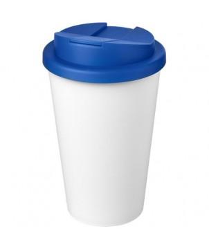 GOBELET AMERICANO ECO RECYCLÉ DE 350ML AVEC COUVERCLE ANTI-DÉVERSEMENT BLANC - GOODIES ÉCOLOGIQUES