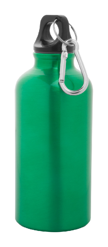 Gourde sport - aluminium avec mousqueton - 400 ml - couleur verte - poids 110 g_0