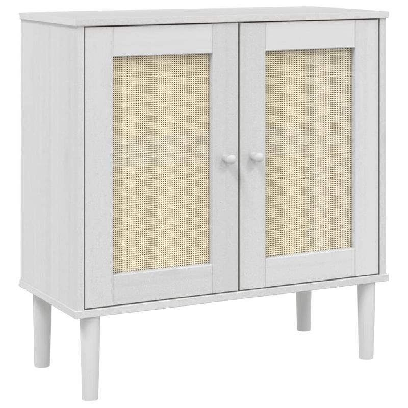 Helloshop26 - Buffet bahut commode armoire meuble de rangement organisateur cuisine salle de séjour salon aspect rotin 80 x 35 x 80 02_0036224 - Bois_0