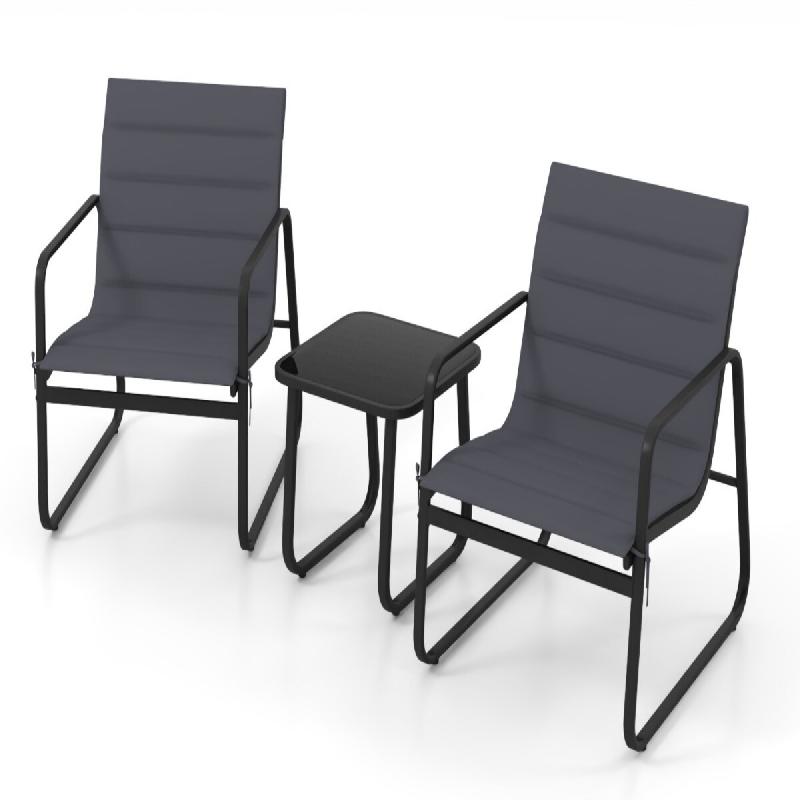 Helloshop26 - Ensemble bistrot de jardin 3 pièces chaises ergonomiques et table d'appoint 73 x 61 x 76 cm confort moderne en métal 20_0017371 - mét_0