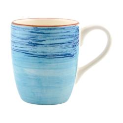 Irabia - Lot de 6 mugs en faïence 10cm Spiral bleu - Design moderne en céramique_0