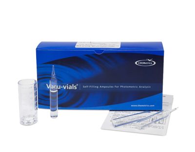 Kit d’analyse instrumentale du Nitrate (Azote), 0-50 ppm, type : Vacu-vials 30 ampoules, marque Chemetrics - Ref.: NBG010_0