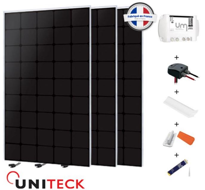 Kit solaire 450W 12V back contact Uniteck pour camping-car - panneaux monocristallins et régulateur MPPT_0
