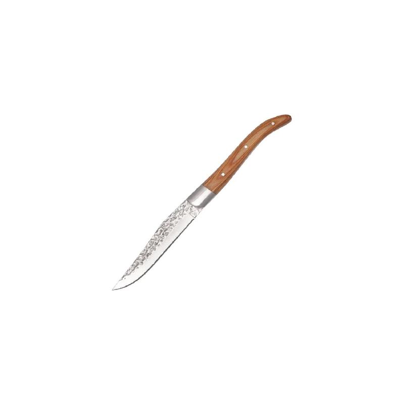 Lot de 6 couteaux à steak (L)225 mm, en acier carbone & manche en bois_0