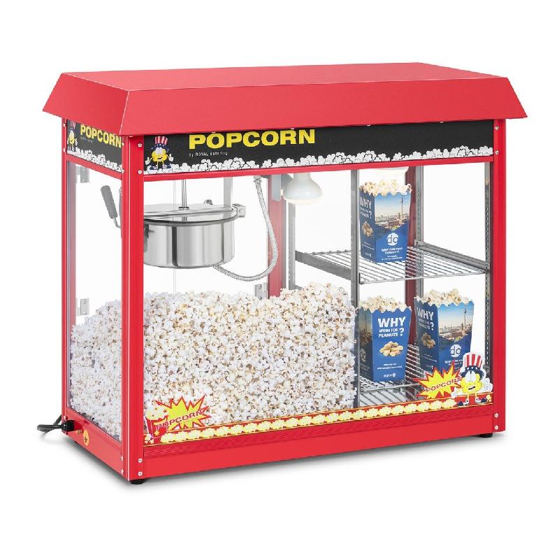 Machine à pop-corn professionnelle rouge avec compartiment chauffant - 14_0002344 - 5-6 kg/h, 1 700 W, revêtement téflon_0